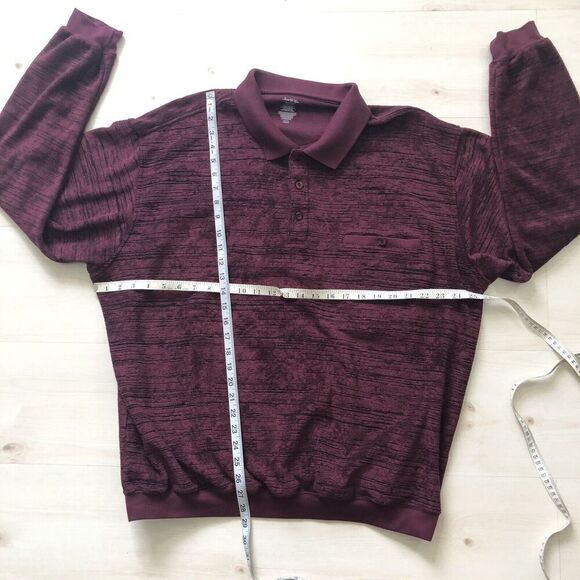 David Taylor Vintage 90s Red Burgundy Collared Sweater Sweatshirt Sz XXL - Picture 5 of 9